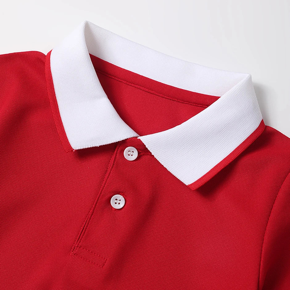 Children's Summer Color Matching Polo Shirt – Casual Short Sleeve Top for Boys & Girls