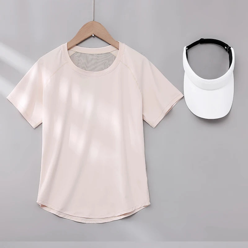 DRUR Women’s Breathable Yoga & Gym T-Shirt – Quick Dry Short Sleeve Workout Top