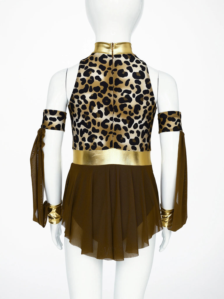Kids Leopard Savage Caveman Costume – Prehistoric Cave Dress with Gloves for Halloween and Carnival