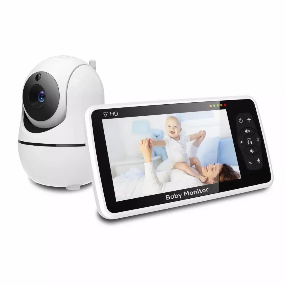 5-Inch Video Baby Monitor with Camera and Audio, 4X Zoom, 22Hrs Battery, 1000ft Range, 2-Way Audio, Temperature Sensor & Lullaby
