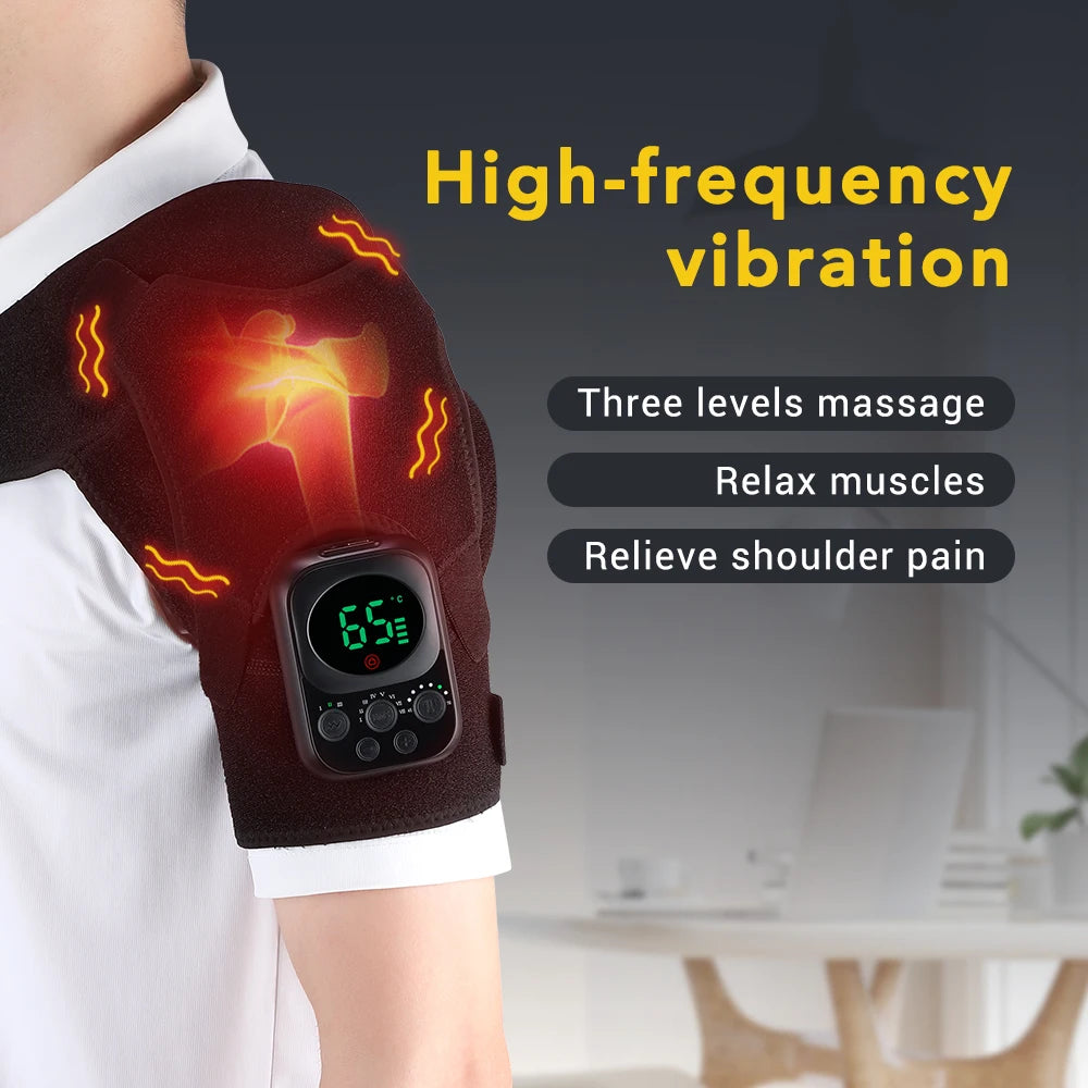 Wireless Shoulder Heating Pad With Massage 6 Temperature Levels App Control 5000mAh Battery AMH02