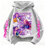 Cute Girls Hooded Sweatshirt KPop Demon Hunter Cartoon Casual Top – Purple & Pink thumbnail 10