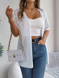 Casual Hollow Out Knitted Short Sleeve Cardigan for Women thumbnail 8