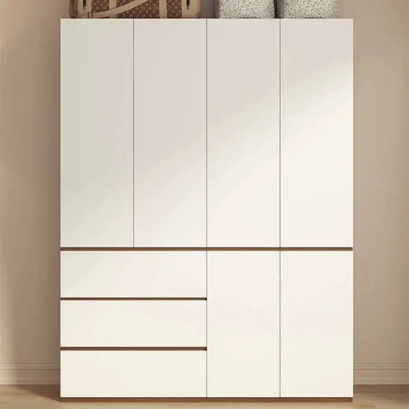 Luxury Nordic Modern Metal Wardrobe with Storage Drawers – Adult Bedroom Closet Furniture