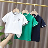Boys' Summer Polo Shirt – Short Sleeve Stand Collar T-Shirt thumbnail 1