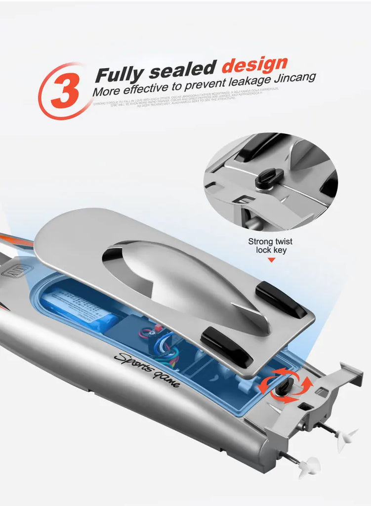 2.4G RC High Speed Racing Boat – Waterproof Double Motor Speedboat Toy (Model 805)