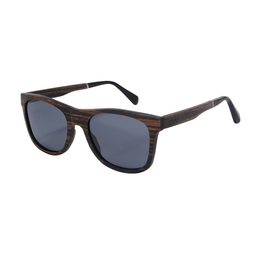 SHINU Handmade Natural Wood Polarized Sunglasses – Ebony, Zebra & Red Sandalwood UV400 Rectangle Frame for Men & Women