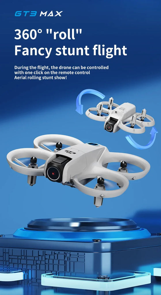 GT3 MAX 8K HD Mini Drone with 4.3" Remote Control – 360° Flip Quadcopter for Kids