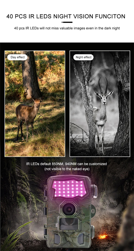 H888 WIFI Wildlife Trail Camera 32MP 4K Hunting Night Vision IP66 Waterproof Photo Trap