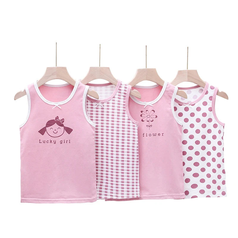 Girls’ Summer Tank Tops – Cartoon Cotton Camisoles, Ages 3-8