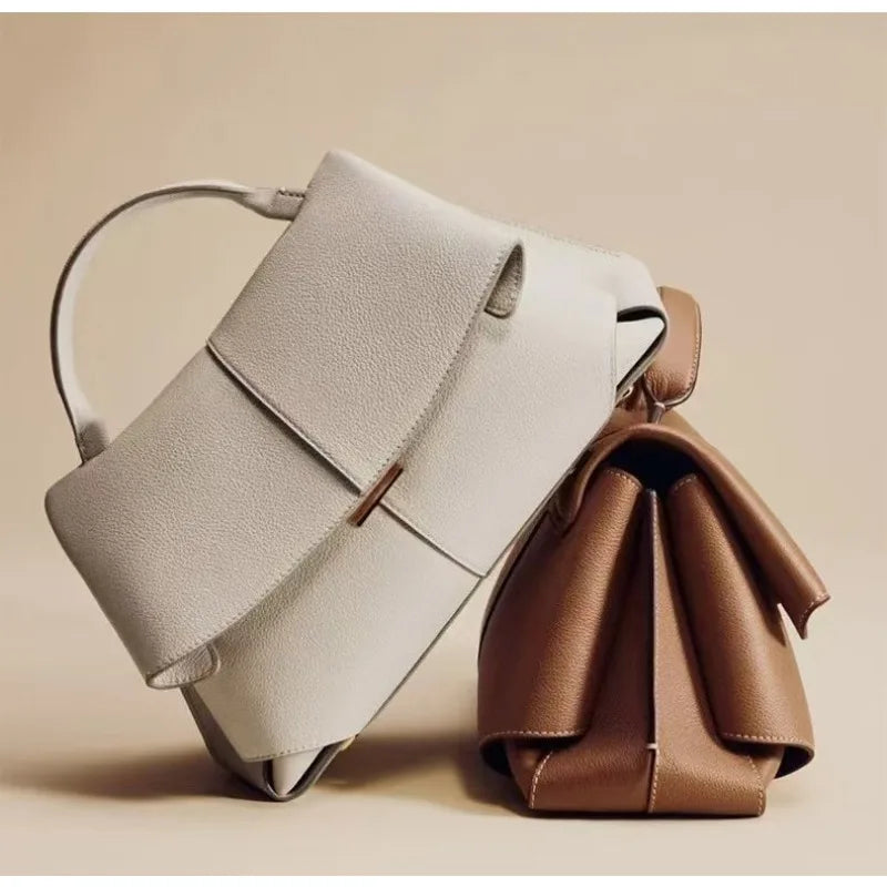 Women’s Pleated Faux Leather Handbag – Luxurious Texture Shell Shoulder Bag
