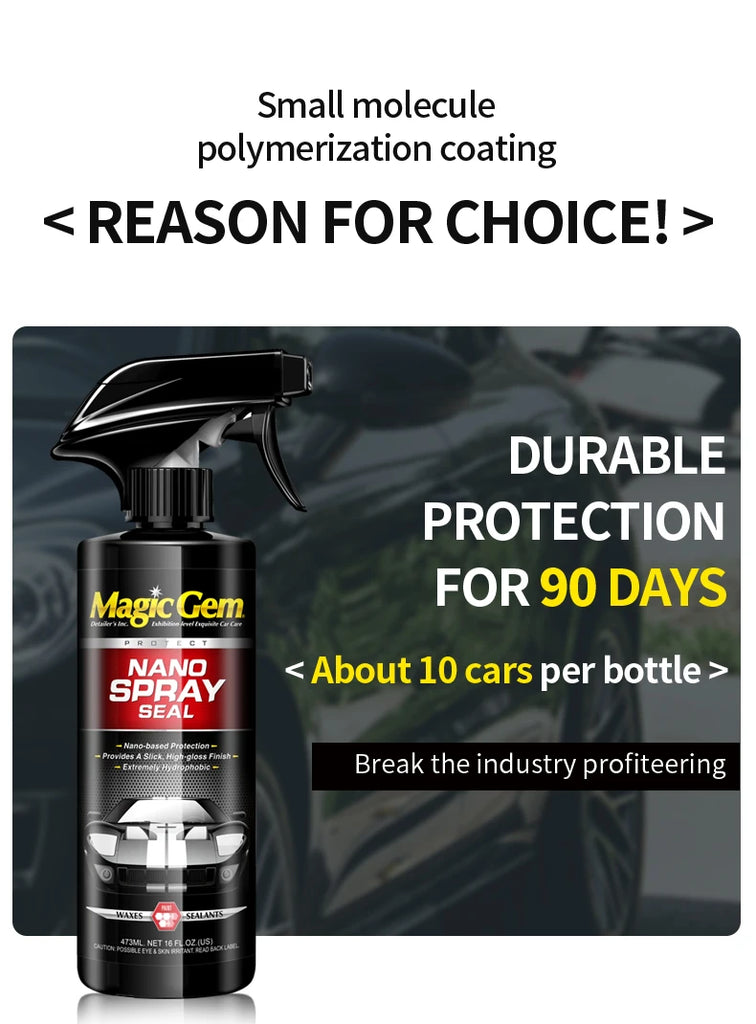 Magic Gem Car Ceramic Nano Coating Liquid 473ml – Crystal Hydrophobic Paint Protection Polish for Toyota