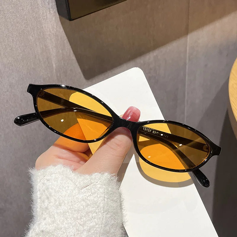 Retro Oval Cat Eye UV400 Sunglasses for Women – Trendy Small Frame Punk Sun Protection Shades