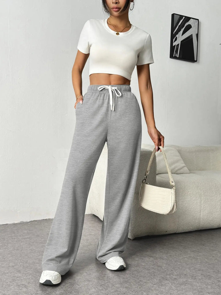 Autumn & Winter Women’s Elastic Waist Wide Leg Casual Pants