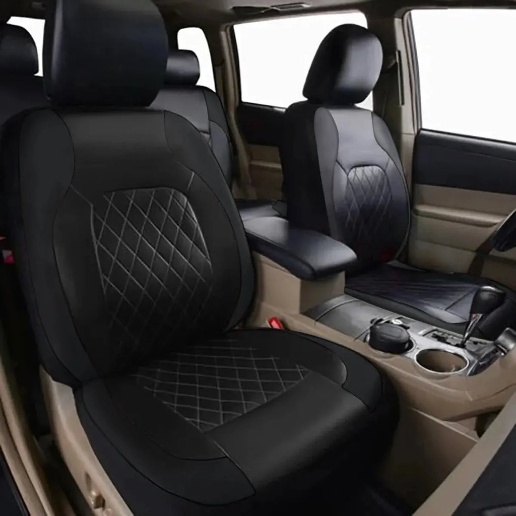 All Season Quilted PU Leather Car Seat Cover Set – Full Surround Waterproof Universal Fit for Sedan, SUV & Pick-Up Truck
