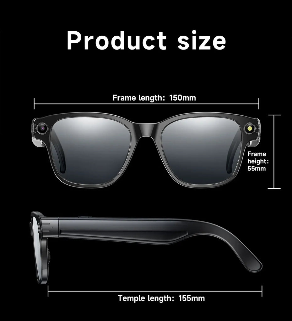 LIGE AI Smart Glasses with 8MP Camera – WIFI & Bluetooth Real-Time Transmission