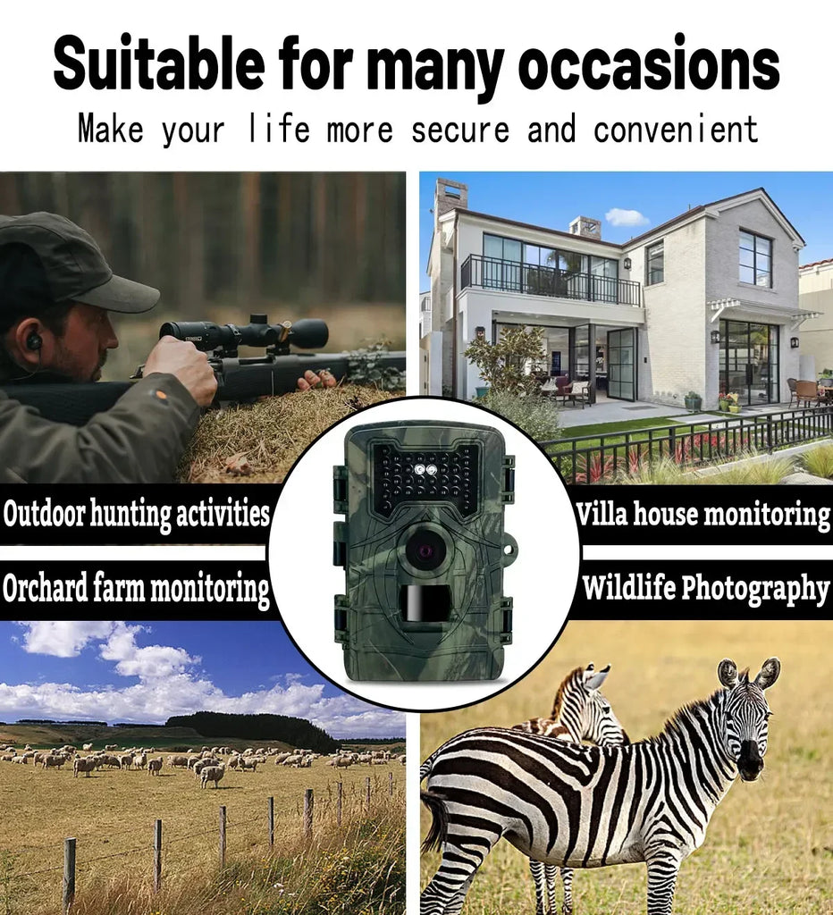 36MP Wildlife Hunting Camera with 1080P Video, 120° Wide Lens, 0.3s Trigger, Night Vision, IP66 Waterproof