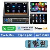 1Din 7'' Retractable Car Stereo with Wireless CarPlay & Android Auto, Bluetooth, FM, USB, AUX thumbnail 25