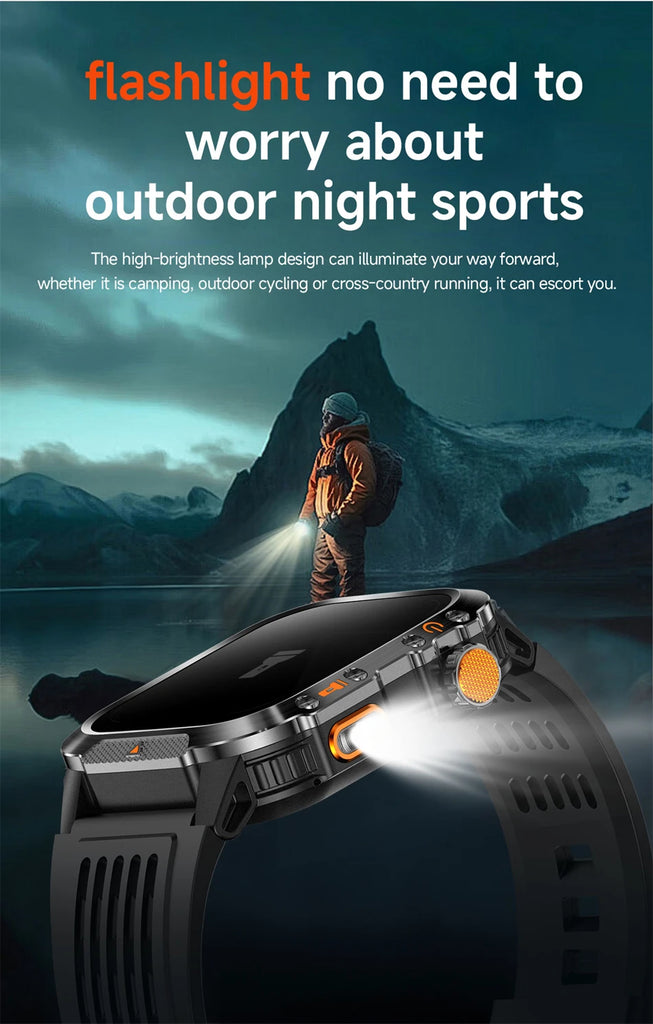Military-Grade GPS Smartwatch for Men – 2.01” AMOLED, Bluetooth Calling, 3ATM Waterproof, 100+ Sports, 540mAh Battery