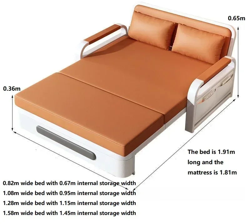 Fresh Foldable Home Sofa Bed – Minimalist Living Room Furniture with Storage