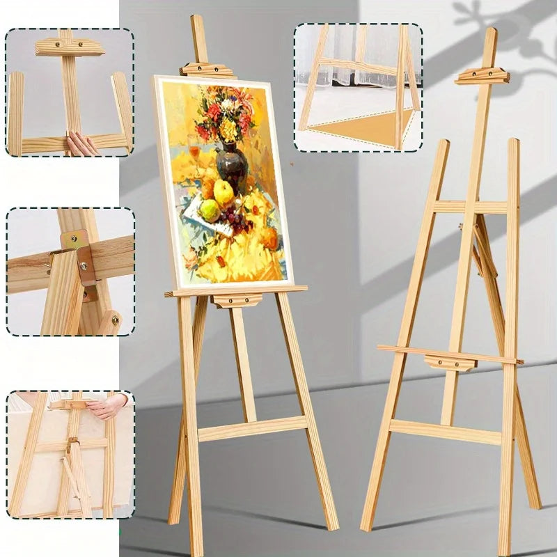 Adjustable Wooden A-Frame Easel 59.06 Inch Portable Canvas Stand for Painting, Sketching and Events