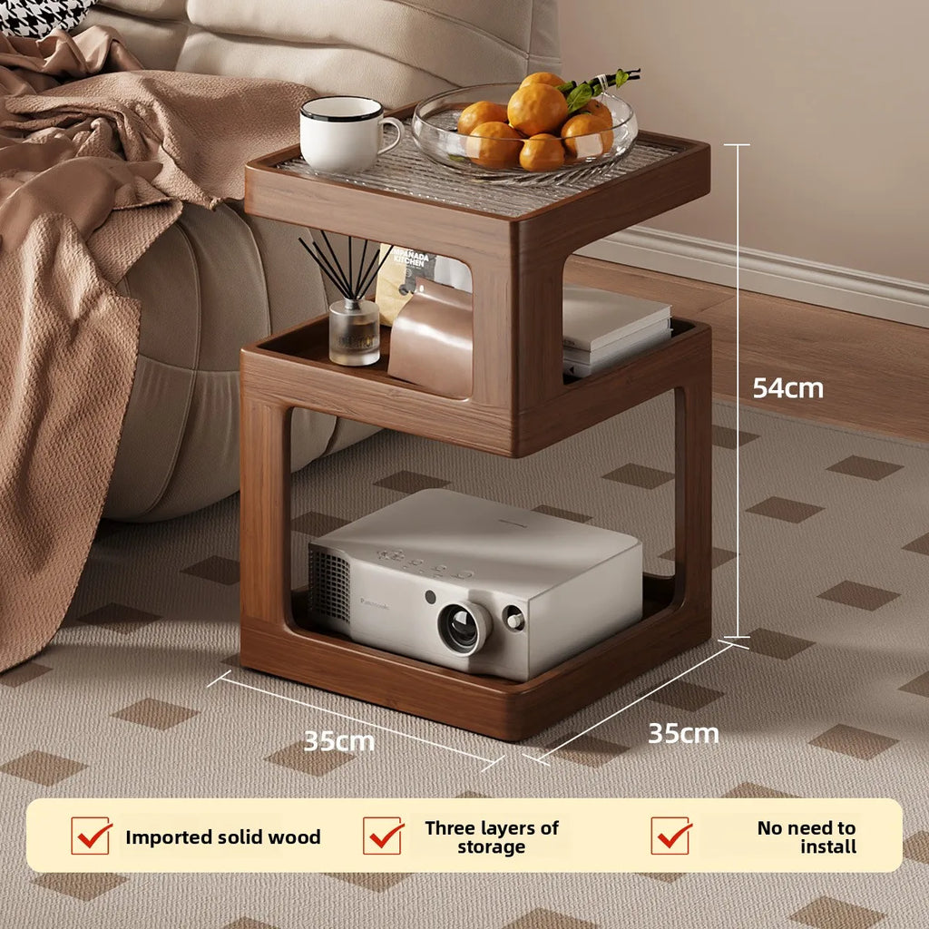 Solid Wood Bedside Table with Storage – Modern Minimalist Bedroom Side Table