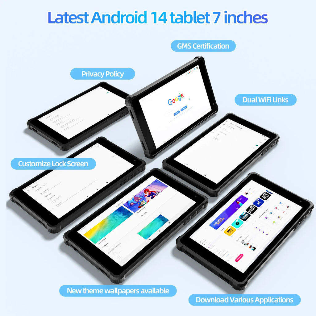 PRITOM 7 Inch Android 14 Tablet, 8GB RAM (3GB + 5GB Expandable), 64GB ROM, Octa-Core A523 Processor, WiFi 6, Dual Camera, IPS Display, Black