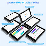 PRITOM 7 Inch Android 14 Tablet, 8GB RAM (3GB + 5GB Expandable), 64GB ROM, Octa-Core A523 Processor, WiFi 6, Dual Camera, IPS Display, Black thumbnail 5
