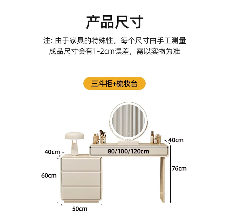 Makeup Vanity Dressing Table with Stool and Mirror – Modern Nordic Bedroom Dresser with Storage Drawers