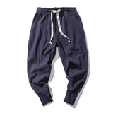 Men’s Cotton Linen Harem Pants – Baggy Streetwear Joggers with Elastic Waist thumbnail 21