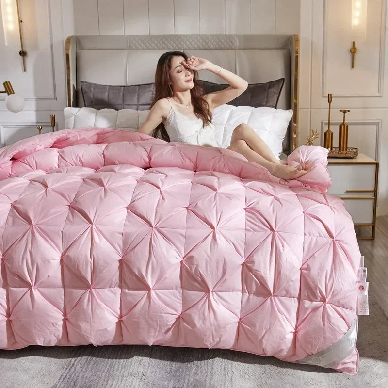 Five-Star Hotel Style Goose Down Duvet – Warm Winter Quilt for Single & Double Beds – Soft Quilted Polyester Comforter 150x200cm to 200x230cm
