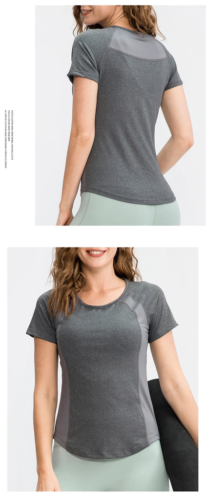 Women’s Breathable Quick-Dry Yoga Top – Short Sleeve Fitness & Workout T-Shirt