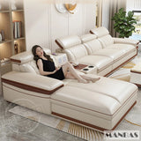 MINGDIBAO Italian Genuine Leather L-Shaped Sofa Set with Adjustable Headrests, Bluetooth Speaker & Wireless Charging thumbnail 48