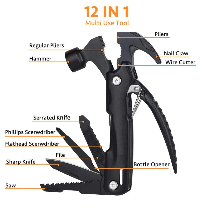 12-in-1 Multi-Functional Hammer — The Ultimate Gift for Men, Dads & Outdoor Lovers