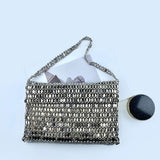 Retro Silver Sequin Metal Handwoven Shoulder Bag – High-End Women’s Square Handbag thumbnail 6