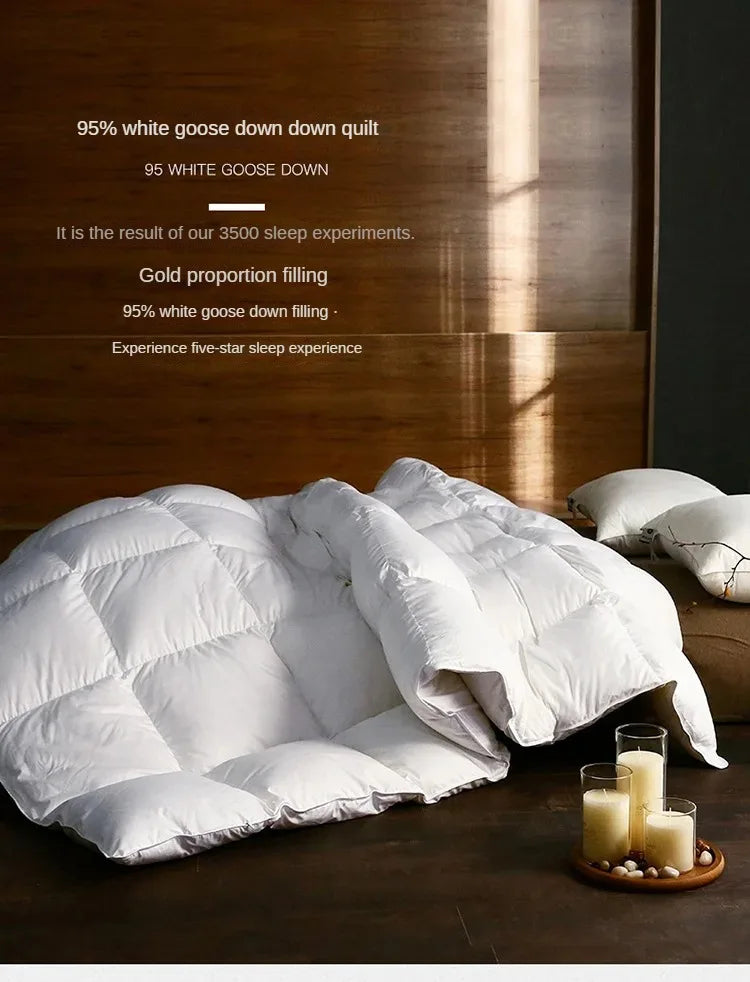 Five-Star Hotel Style Goose Down Duvet – Warm Winter Quilt for Single & Double Beds – Soft Quilted Polyester Comforter 150x200cm to 200x230cm