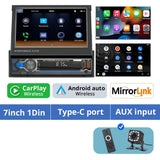 1Din 7'' Retractable Car Stereo with Wireless CarPlay & Android Auto, Bluetooth, FM, USB, AUX thumbnail 24