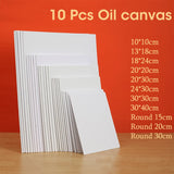10 Pcs Cotton Canvas Board Set Primed White Painting Panels for Oil, Acrylic, Watercolor & Gouache HB-17 thumbnail 1