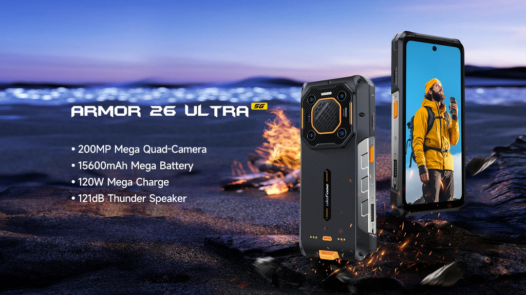 Ulefone Armor 26 Ultra 5G Rugged Waterproof Smartphone 120W Fast Charging 15600mAh 200MP+64MP Camera 24GB+512GB NFC