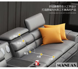 Modern Italian Genuine Leather Sectional Sofa with USB Charging & Bluetooth Speaker – MINGDIBAO Living Room Furniture thumbnail 13