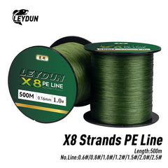LEYDUN 500m 8-Strand Braided PE Fishing Line – Ultra Strong, Smooth & Durable Multifilament Line