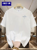 Men’s 100% Cotton Casual Letter Print T-Shirt – Loose Fit Short Sleeve Tee thumbnail 3