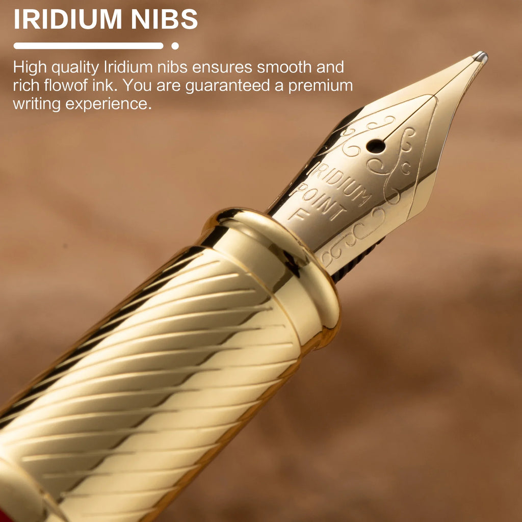 Exquisite Resin Fountain Pen Set 0.5mm Medium Nib with 15ml Ink Gift Box – Luxury Metal Calligraphy & Office Writing Pen