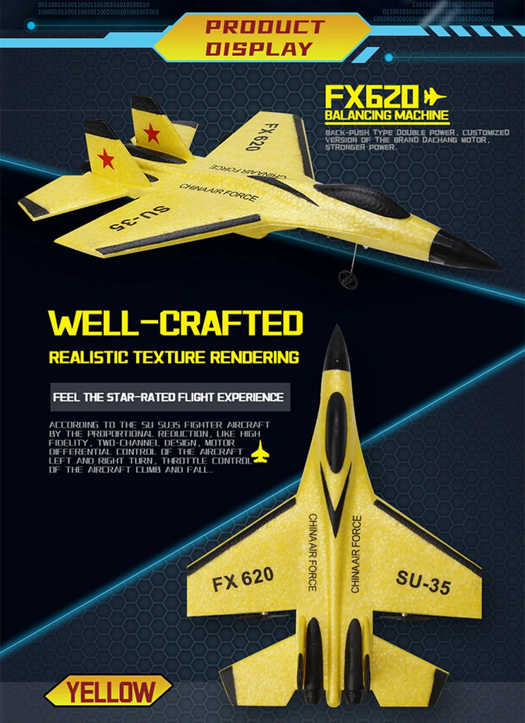 RC Foam Aircraft SU-35 Fighter Plane 2.4G Remote Control Glider for Kids and Adults