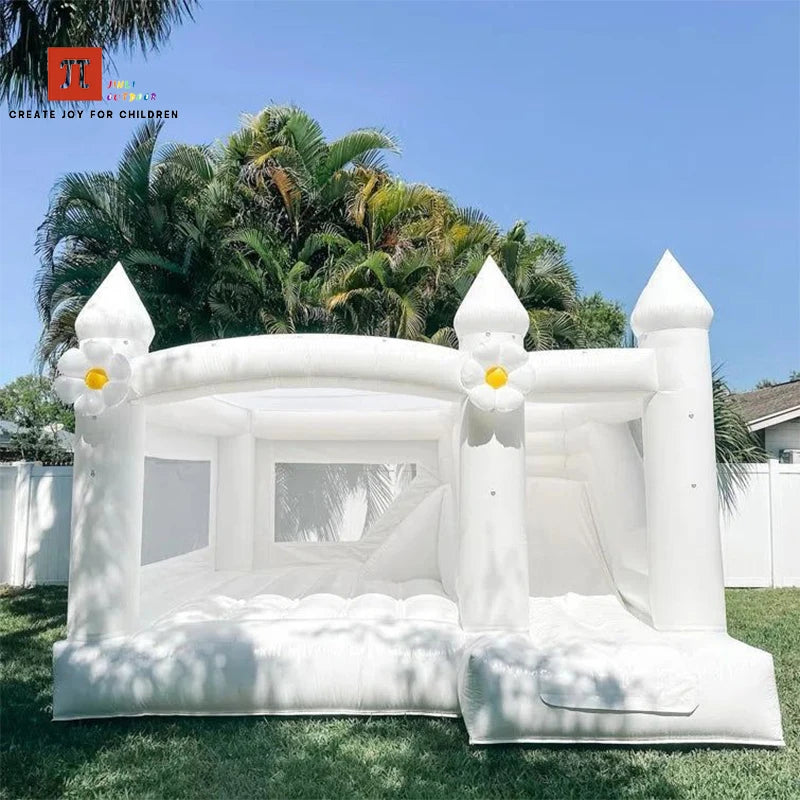 Commercial White Inflatable Bounce House Bouncy Castle 10x10ft with Blower – Kids & Events