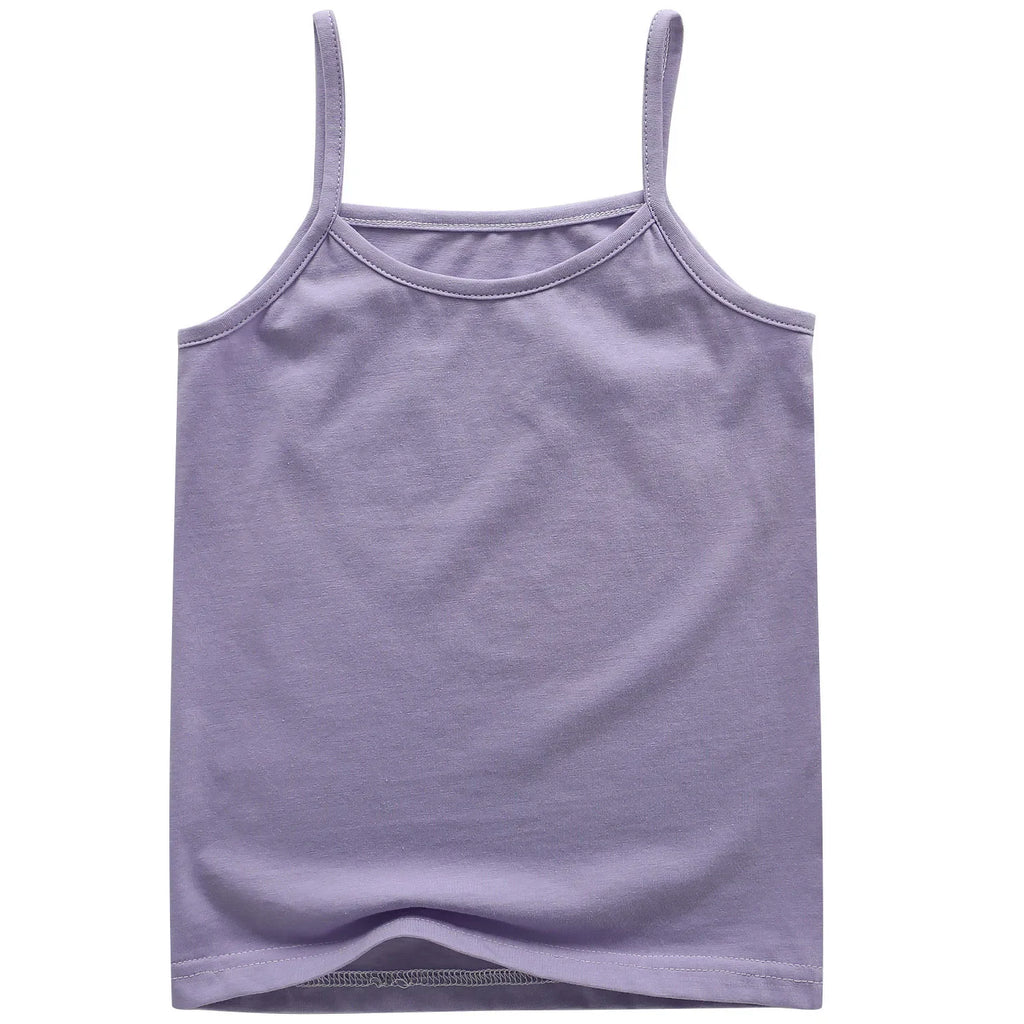 Cotton Girls Tank Top – Breathable Kids Camisole, Solid Color Sleeveless Vest for Ages 3-8