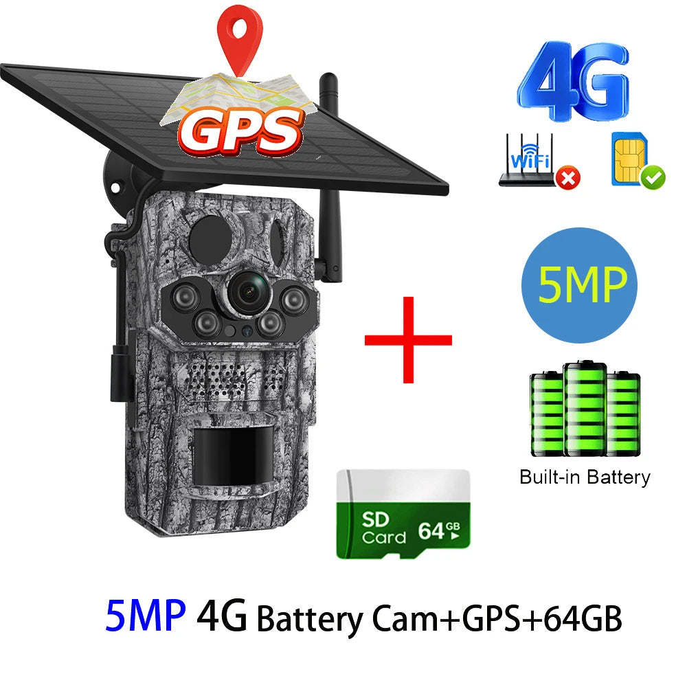 INQMEGA4G 2K 5MP PIR Motion Sensor Hunting Trail Camera with Night Vision & Solar Battery – IP66 Waterproof