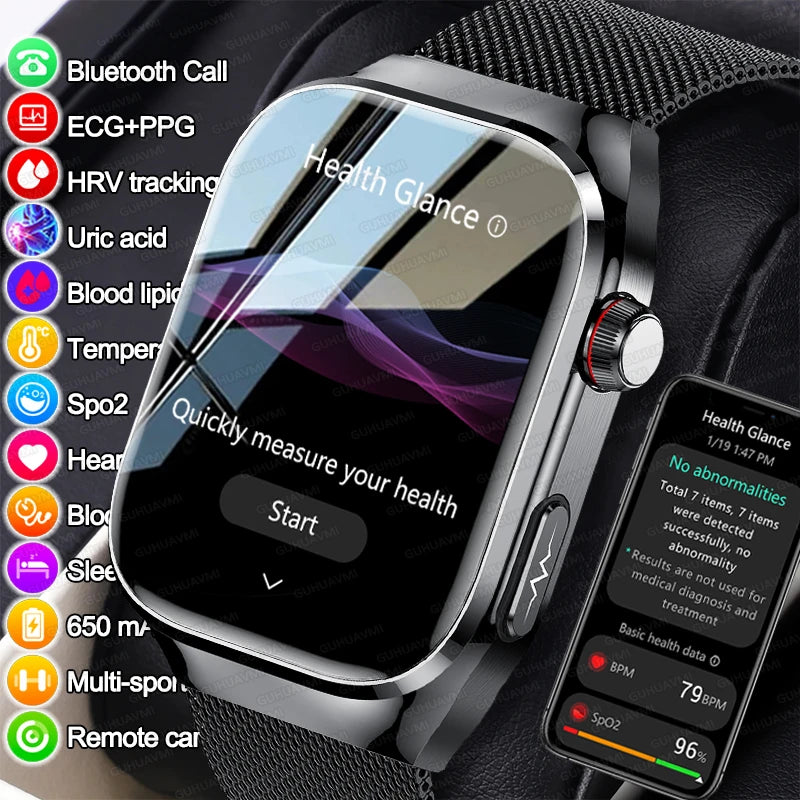 GUHUAVMI Micro Physical Examination Smart Watch with ECG, Uric Acid & Five-Organ Health Monitoring