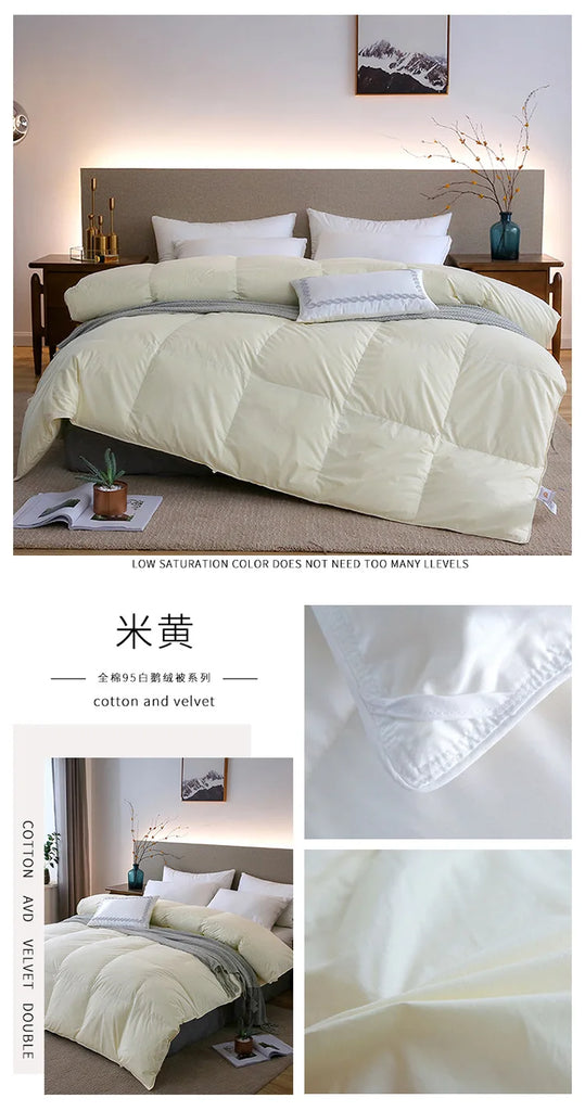 Five-Star Hotel Style Goose Down Duvet – Warm Winter Quilt for Single & Double Beds – Soft Quilted Polyester Comforter 150x200cm to 200x230cm