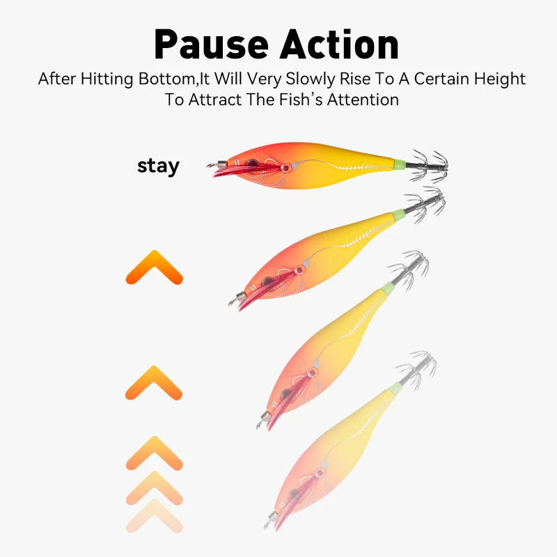 YOOFISH Luminous Horizontal Squid Jig (5pcs Set) – Premium Wood Shrimp Squid Hooks for Saltwater Fishing